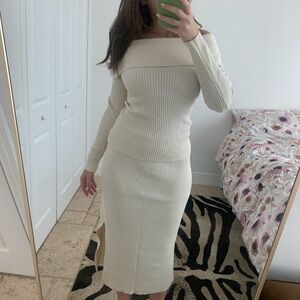 Off-Shoulder Ribbed Knit set